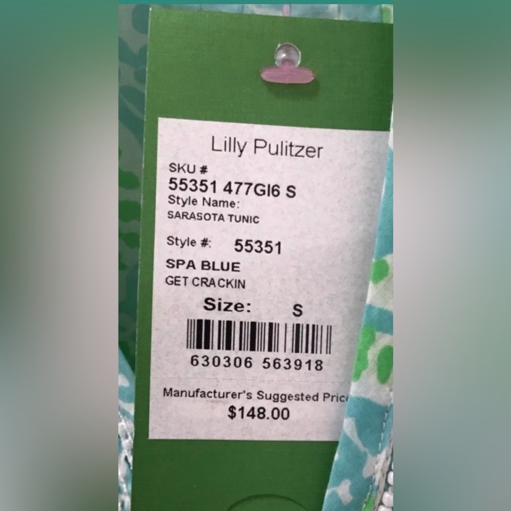 Lilly Pulitzer Sarasota Tunic Get Crackin Spa Blue Size S 🌴🌴🌴 - Picture 9 of 9